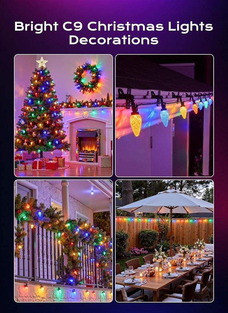 C9 33 FT 50 LED 8 Modes Timer Extendable Indoor/Outdoor Christmas Lights For Holiday Party Decoration suppliers