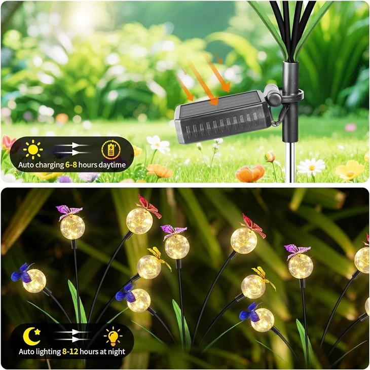Solar Powered Garden Lights Firefly Swaying factory
